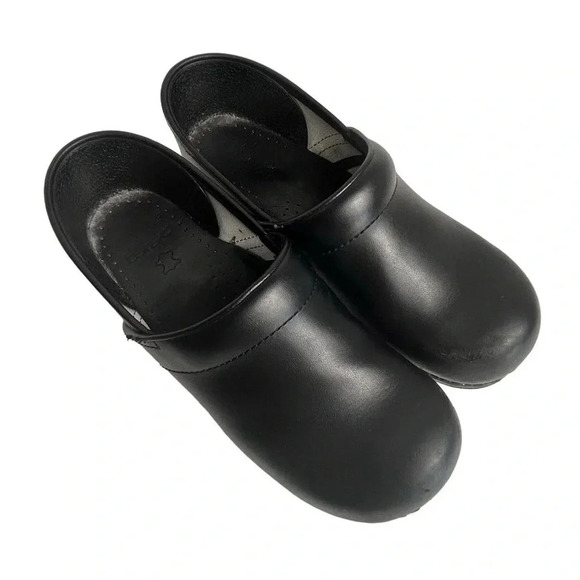 Dansko Women's Professional Black Leather Clogs Size 9.5-10 Arch Support - Picture 4 of 13